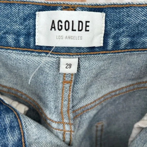 Agolde Riley High Rise Crop Denim Women’s Size 29 Frayed Hem NWOT - Picture 6 of 11